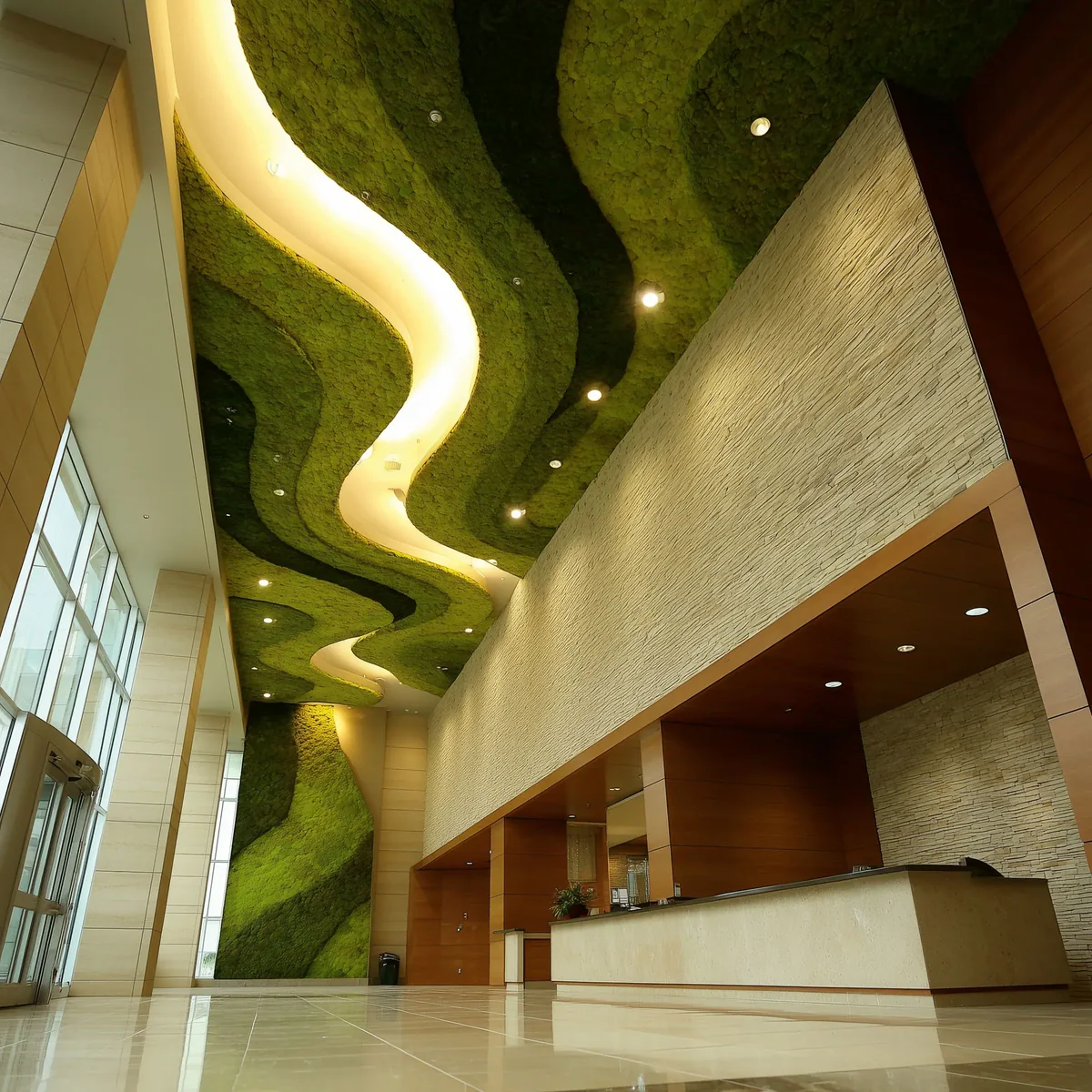 Botanical Sky Empfangsbereich Moderne Lobby — Deckenbegrünung von MOOSMOOS